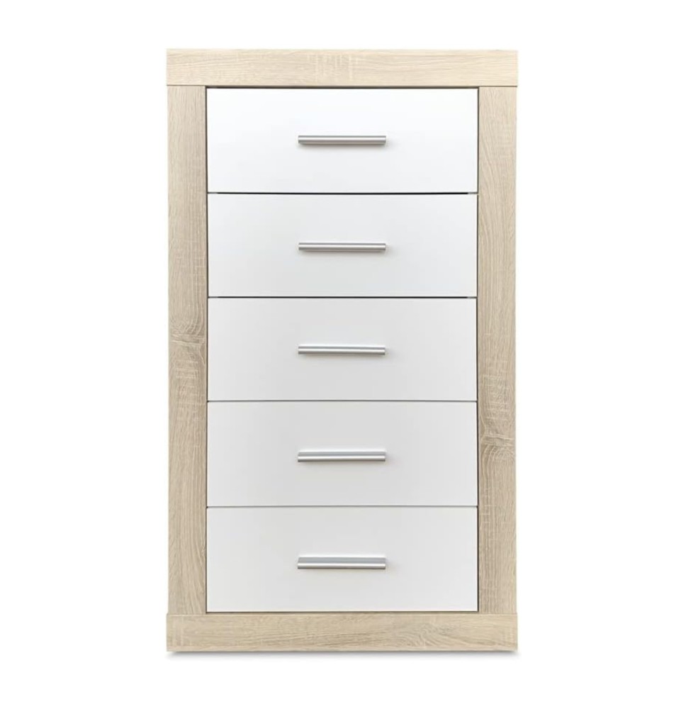 Sinfonier 5 Cajones, Cómoda,Dormitorio, Acabado en Cambria y blanco/ 60 cm (Lar) x 106,5 cm (Al) x 39,6 cm de (Fon)