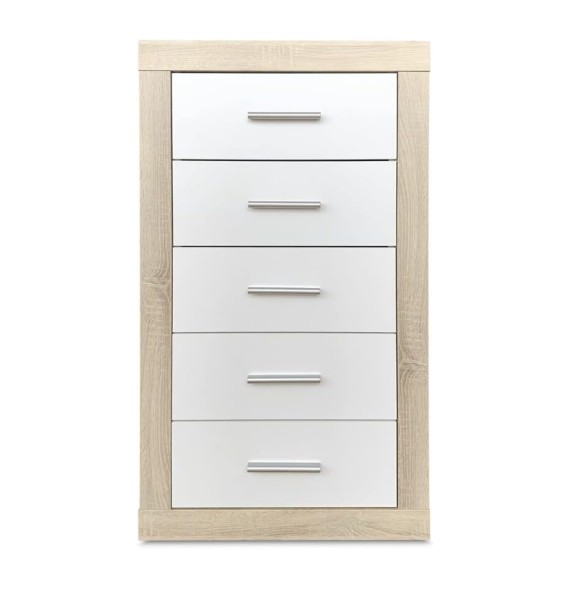 Sinfonier 5 Cajones, Cómoda,Dormitorio, Acabado en Cambria y blanco/ 60 cm (Lar) x 106,5 cm (Al) x 39,6 cm de (Fon)