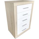 Sinfonier 5 Cajones, Cómoda,Dormitorio, Acabado en Cambria y blanco/ 60 cm (Lar) x 106,5 cm (Al) x 39,6 cm de (Fon)