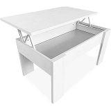 Mesa de Centro Elevable, Mesita de Saló, Acabado en Color Gris Polar, Medidas: 90 cm (An) x 50 cm (Fo) x 46-57 cm (Al)