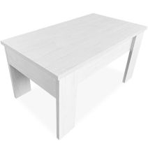 Mesa de Centro Elevable, Mesita de Saló, Acabado en Color Gris Polar, Medidas: 90 cm (An) x 50 cm (Fo) x 46-57 cm (Al)