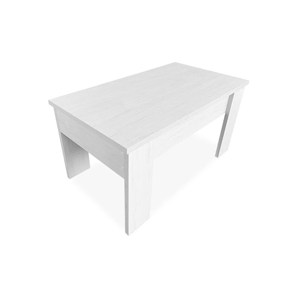 Mesa de Centro Elevable, Mesita de Saló, Acabado en Color Gris Polar, Medidas: 90 cm (An) x 50 cm (Fo) x 46-57 cm (Al)