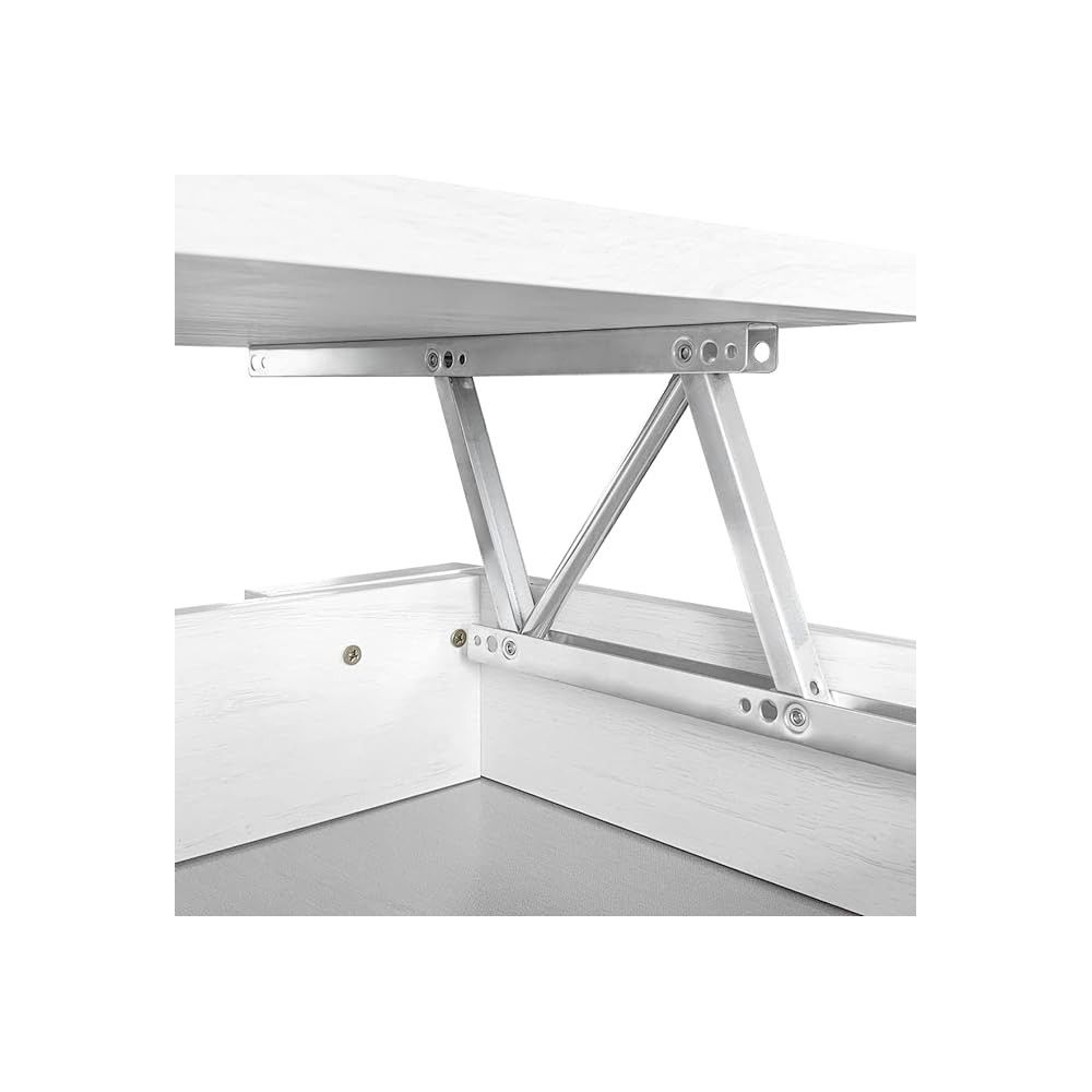 Mesa de Centro Elevable, Mesita de Saló, Acabado en Color Gris Polar, Medidas: 90 cm (An) x 50 cm (Fo) x 46-57 cm (Al)