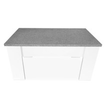 Mesa de Centro Elevable, Medidas: 90 cm x 50 cm x 46-57 cm, Acabado en Color Madera Blanca con Tapa Gris Piedra