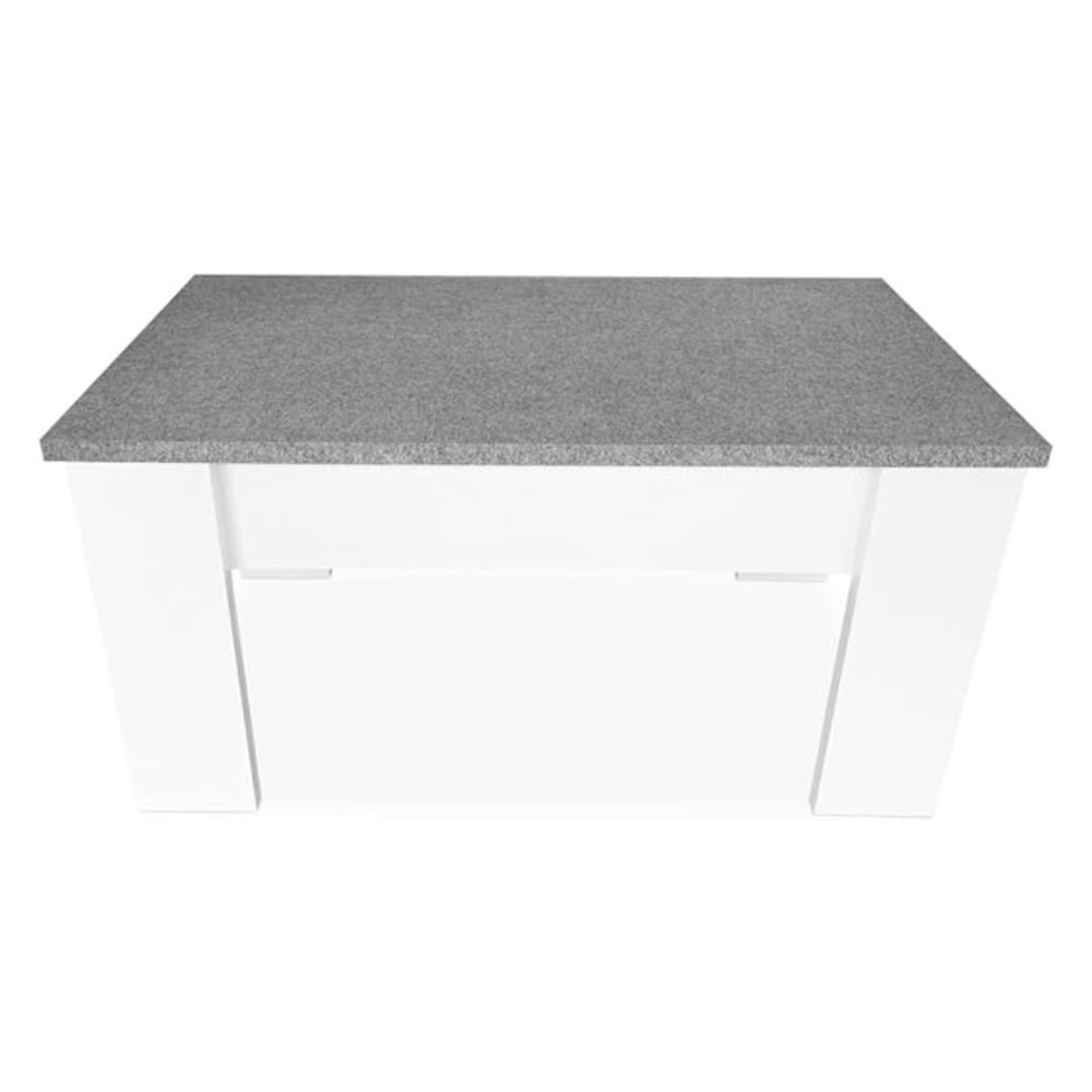 Mesa de Centro Elevable, Medidas: 90 cm x 50 cm x 46-57 cm, Acabado en Color Madera Blanca con Tapa Gris Piedra