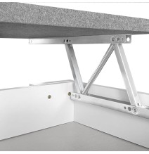 Mesa de Centro Elevable, Medidas: 90 cm x 50 cm x 46-57 cm, Acabado en Color Madera Blanca con Tapa Gris Piedra