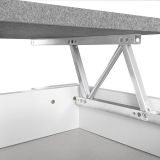 Mesa de Centro Elevable, Medidas: 90 cm x 50 cm x 46-57 cm, Acabado en Color Madera Blanca con Tapa Gris Piedra