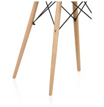 Mesa Redonda de Comedor o Cocina en Patas de Madera y Tapa Negra – 80 cm de Diámetro y 75 cm de Alto.