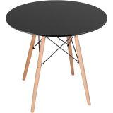 Conjunto Mesa y Sillas Nórdicas: Mesa Negra (80x80x76 cm) + 4 Sillas Negras con Patas de Madera Haya (46,5 x 48 x 82 cm)
