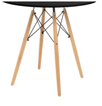 Conjunto Mesa y Sillas Nórdicas: Mesa Negra (80x80x76 cm) + 4 Sillas Negras con Patas de Madera Haya (46,5 x 48 x 82 cm)