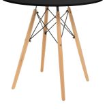 Conjunto Mesa y Sillas Nórdicas: Mesa Negra (80x80x76 cm) + 4 Sillas Negras con Patas de Madera Haya (46,5 x 48 x 82 cm)