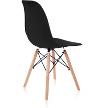 Conjunto Mesa y Sillas Nórdicas: Mesa Negra (80x80x76 cm) + 4 Sillas Negras con Patas de Madera Haya (46,5 x 48 x 82 cm)