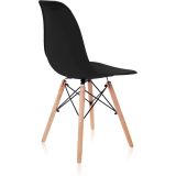 Conjunto Mesa y Sillas Nórdicas: Mesa Negra (80x80x76 cm) + 4 Sillas Negras con Patas de Madera Haya (46,5 x 48 x 82 cm)