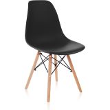 Conjunto Mesa y Sillas Nórdicas: Mesa Negra (80x80x76 cm) + 4 Sillas Negras con Patas de Madera Haya (46,5 x 48 x 82 cm)