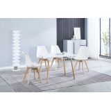 Conjunto Mesa y Sillas Nórdicas:Mesa 100 cm + 4 Sillas Blancas 48 cm x 54 cm x 84 cm – Ideal para Decorar tu Hogar