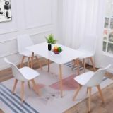 Conjunto Mesa y Sillas Nórdicas:Mesa 100 cm + 4 Sillas Blancas 48 cm x 54 cm x 84 cm – Ideal para Decorar tu Hogar