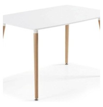 Conjunto Mesa y Sillas Nórdicas:Mesa 100 cm + 4 Sillas Blancas 48 cm x 54 cm x 84 cm – Ideal para Decorar tu Hogar