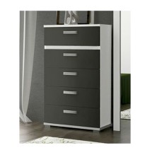 Sinfonier 5 Cajones, Cómoda, Color Blanco y Grafito, Medidas: 60 cm (Largo) x 109,4 cm (Alto) x 39,6 cm de (Fondo) – Meyvaser