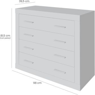 Meyvaser - Cómoda con 4 Cajones, Sinfonier, Color Madera, Medidas: 60 cm (An) x 81.5 cm (Al) x 39.5 cm (Fo)