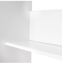 Mesa de Escritorio, Acabada en Blanco, Mesa para Pc con balda interior, Medidas: 90 cm (Ancho) x 49,5 cm (Fondo) x 77 cm (Alto)