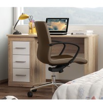 Escritorio Moderno de 3 Cajones - Acabado Cambria Blanco de Alta Calidad - 120 cm de Ancho, 50 cm de Fondo, 72 cm de Alto