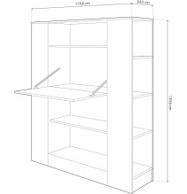 Estantería con Escritorio, Mesa de Ordenador, Acabado en Blanco y Negro, Medidas: 119,6 cm (Largo) x 139,6 cm (Alto) x 34,5 c