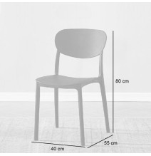Pack 5 Sillas Cocina Color Negro de plastico Polipropileno, Silla de Comedor Medidas: 40 cm (Anc) x 55 cm (Lar) x 80 cm (Al)