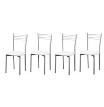 Pack de 4 Sillas Modernas para Cocina y Comedor – Metálicas Gris y Blanco, Dimensiones: 40 x 41 x 85 cm.