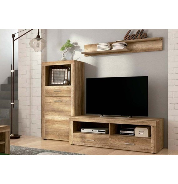 Mueble de Comedor, Mueble Salón, Acabado en Color Cañón, Medidas: 201 cm (Ancho) x 135 cm (Alto) x 41,4 cm (Fondo)