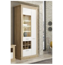Mueble de Comedor, Mueble Salón, Acabado en Blanco y Cambria, Medidas: 297 cm (Ancho) x 201,6 cm (Alto) x 41,8 cm (Fondo)