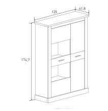 Mueble de Comedor, Mueble Salón, Acabado en Color Cañón, Medidas: 326 cm (Ancho) x 174,7 cm (Alto) x 41,8 cm (Fondo)