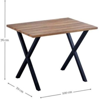 Mesa comedor + 2 taburetes: Mesa madera y Patas Metálicas En Negro (76x100x70 Cm) + 2 Taburetes (45x80x35 Cm )