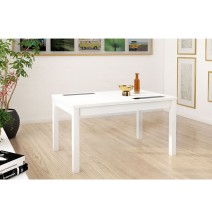 Mesa Comedor, Mesa de salón Extensible, Acabado en Color Blanco, Medidas: 140-180 cm (Largo) x 90 cm (Ancho) x 75 cm (Alto)