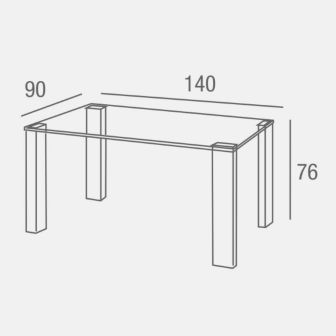 Mesa de Comedor con Tapa de Cristal Templado | Patas Metálicas | Dimensiones: 140 x 90 x 76 cm (Largo x Ancho x Alto)