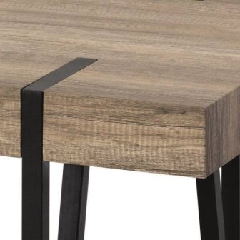 Mesa de Comedor o Cocina, MDF con Acabado Laminado Color Canyon | Patas Metálicas Negras | Medidas: 150 x 90 x 75 cm