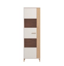 Vitrina Alta en Melamina Color Cashmere y Roble Artisan con 1 Puerta Acristalada - Medidas 59,5x40x192,5 cm