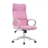 Silla de Oficina Ergonómica con Respaldo en PU Rosa y Tejido