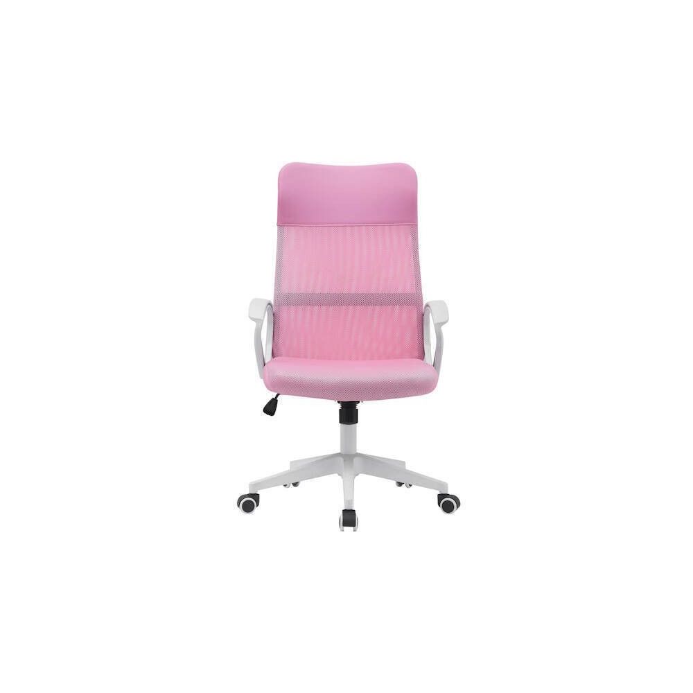 Silla de Oficina Ergonómica con Respaldo en PU Rosa y Tejido