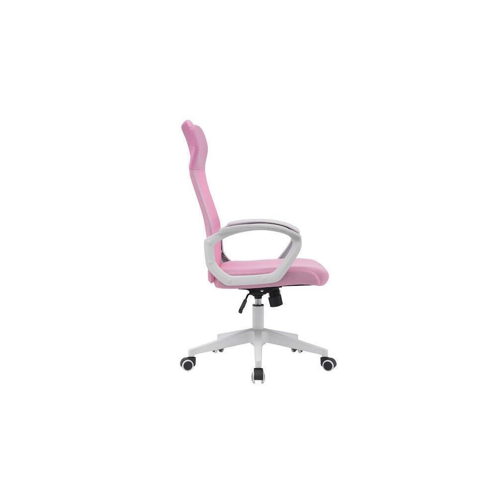 Silla de Oficina Ergonómica con Respaldo en PU Rosa y Tejido
