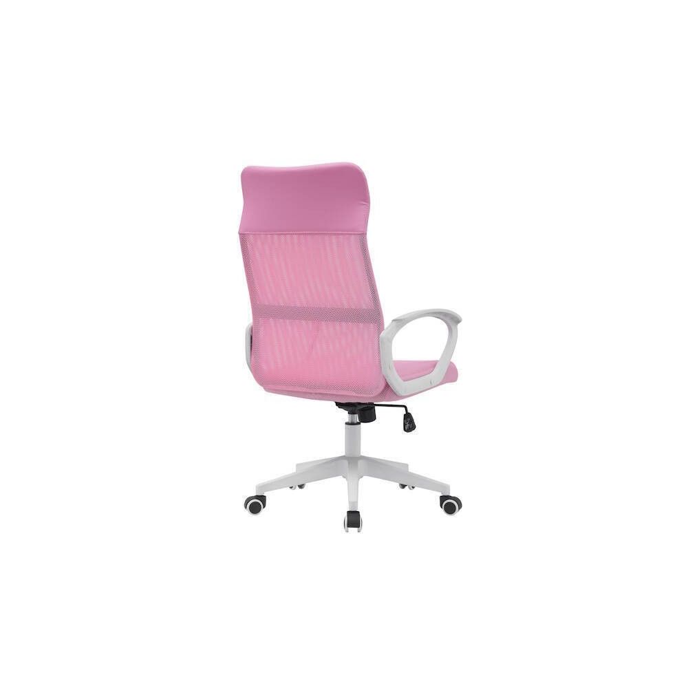 Silla de Oficina Ergonómica con Respaldo en PU Rosa y Tejido