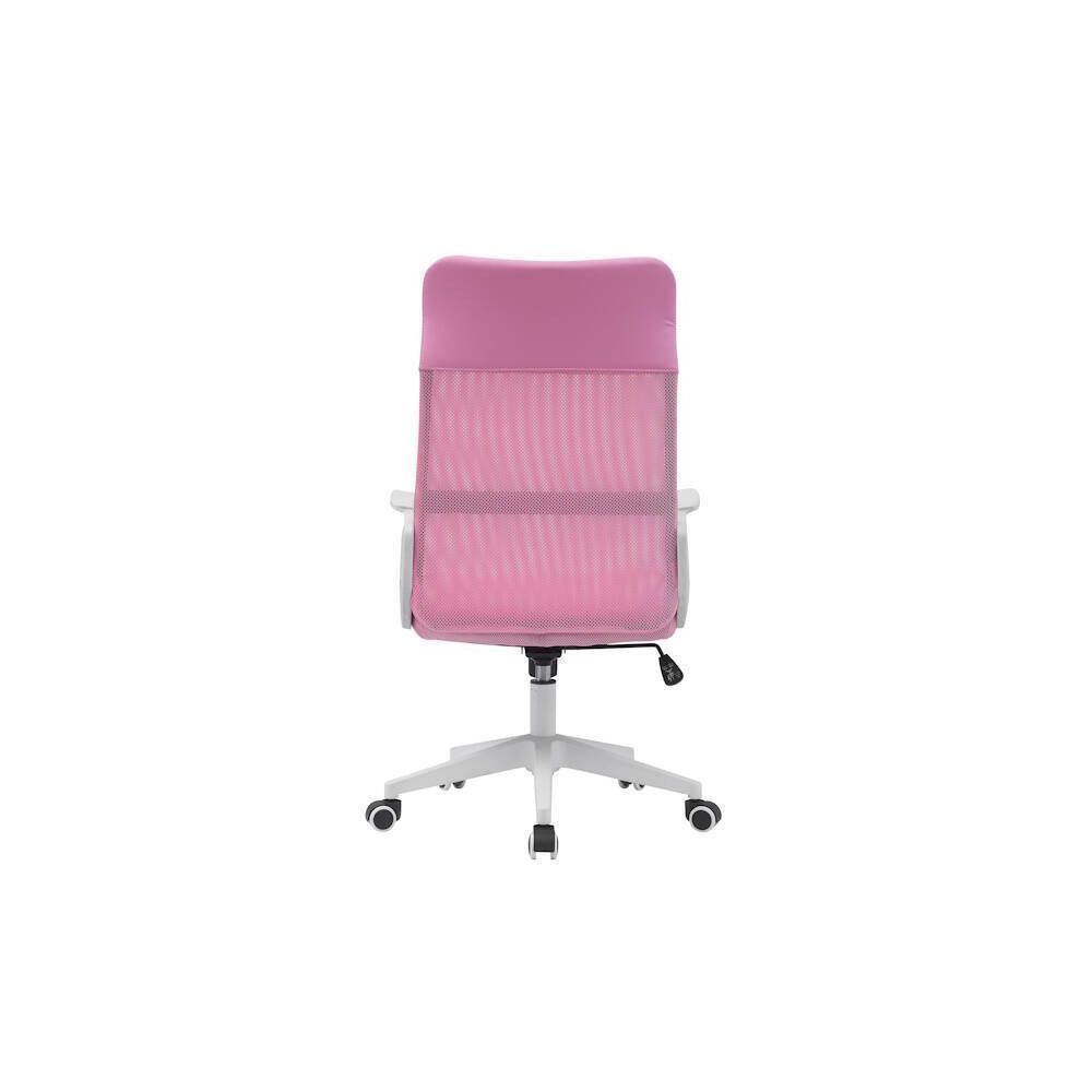Silla de Oficina Ergonómica con Respaldo en PU Rosa y Tejido
