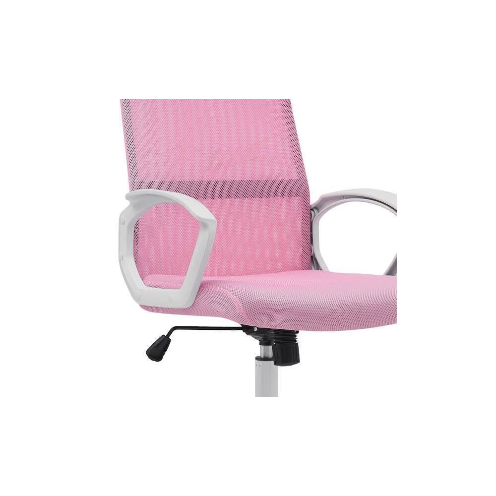Silla de Oficina Ergonómica con Respaldo en PU Rosa y Tejido