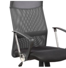 Silla de Oficina Ergonómica con Respaldo Alto en Símil Piel Negra, Regulable en Altura - Medidas 59x60x110-120 cm