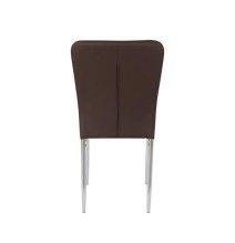 6 Sillas de Comedor con Relleno de Espuma, Tapizado en Símil Piel Chocolate y Patas Metálicas Cromadas - Medidas 44x91,5x47 cm