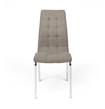Juego de 4 Sillas Tapizadas en Símil Piel Marrón con Patas Cromadas, Asiento y Respaldo Ergonómicos- Medidas 43x63x97 cm