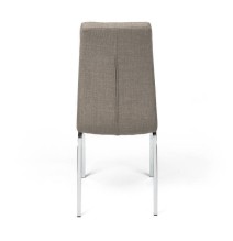 Juego de 4 Sillas Tapizadas en Símil Piel Marrón con Patas Cromadas, Asiento y Respaldo Ergonómicos- Medidas 43x63x97 cm