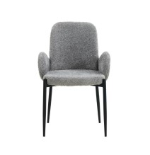 Juego de 2 Sillas con Brazos Tapizadas en Tela Gris y Patas Metálicas Negras - Medidas 60x57x88 cm
