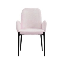 Juego de 2 Sillas con Brazos Tapizadas en Tela Rosa y Patas Metálicas Negras - Medidas 60x57x88 cm