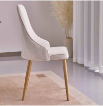 Juego de 4 Sillas Tapizadas en Tela Beige Repelente al Agua con Patas Metálicas en Acabado Madera - Medidas 96x56x40 cm