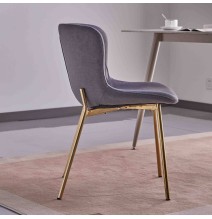 Juego de 4 Sillas con Estructura de Madera Tapizadas en Color Gris oscuro y Patas Acabado Dorado -Medidas 50x54x81 cm